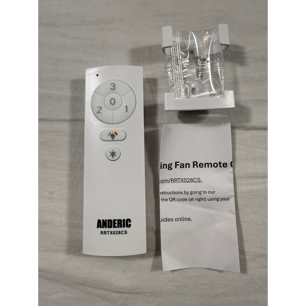 Anderic Ceiling‎ Fan Remote White NEW RRTX028CS 3-Speed Light Dimmer Wall Mount
